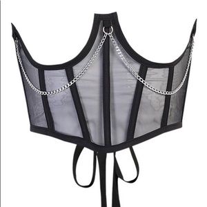 Chain Embellished Sheer Corset Top